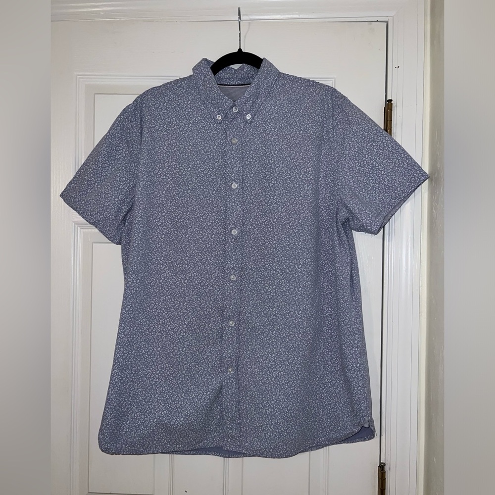 Lee Blue and White Floral Regular Fit Collar Button Down Shirt Size Mens Large